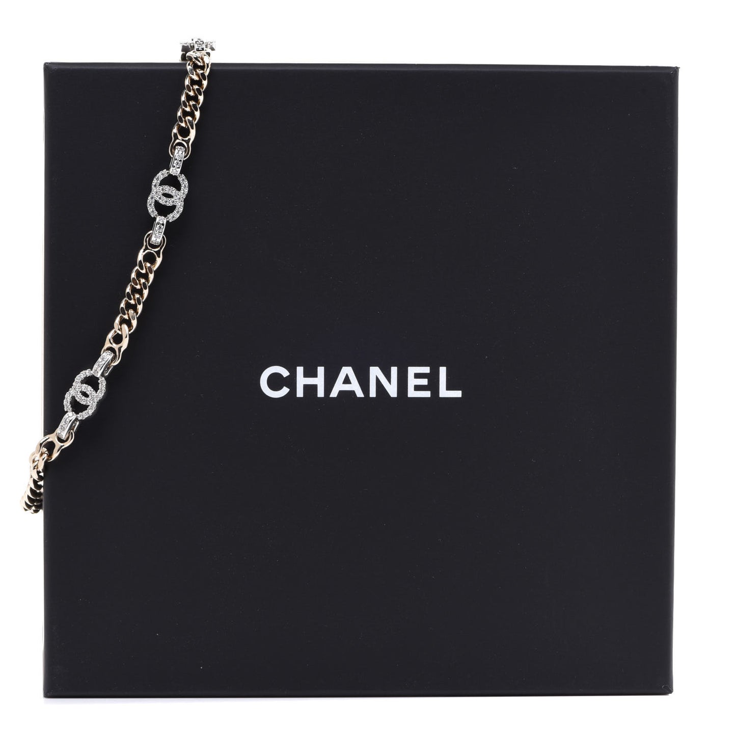 Crystal Chain CC Link Choker Gold Silver