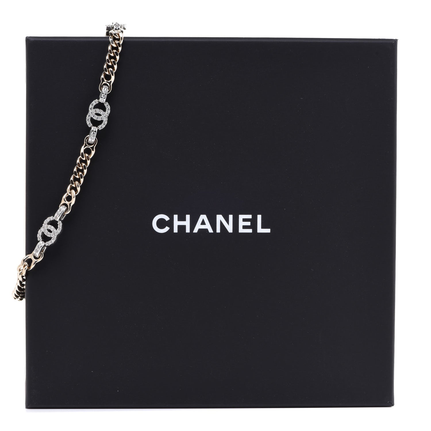 Chanel Crystal Chain CC Link Choker Gold Silver 6 of 6