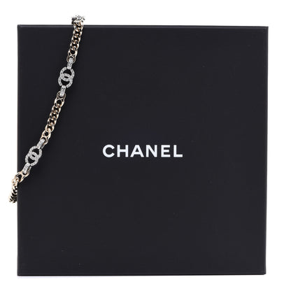 Chanel Crystal Chain CC Link Choker Gold Silver 6 of 6