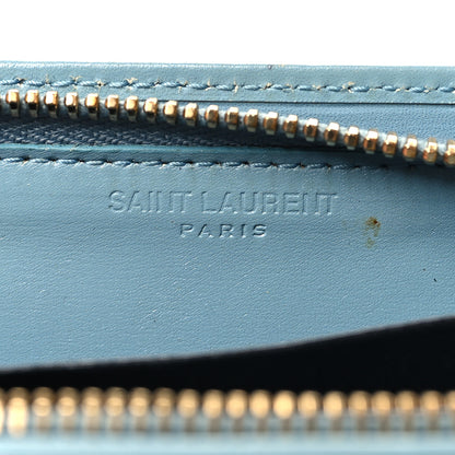 Saint Laurent SAINT LAURENT Grained Calfskin Rive Gauche Compact Zip Around Wallet Blue 6 of 7