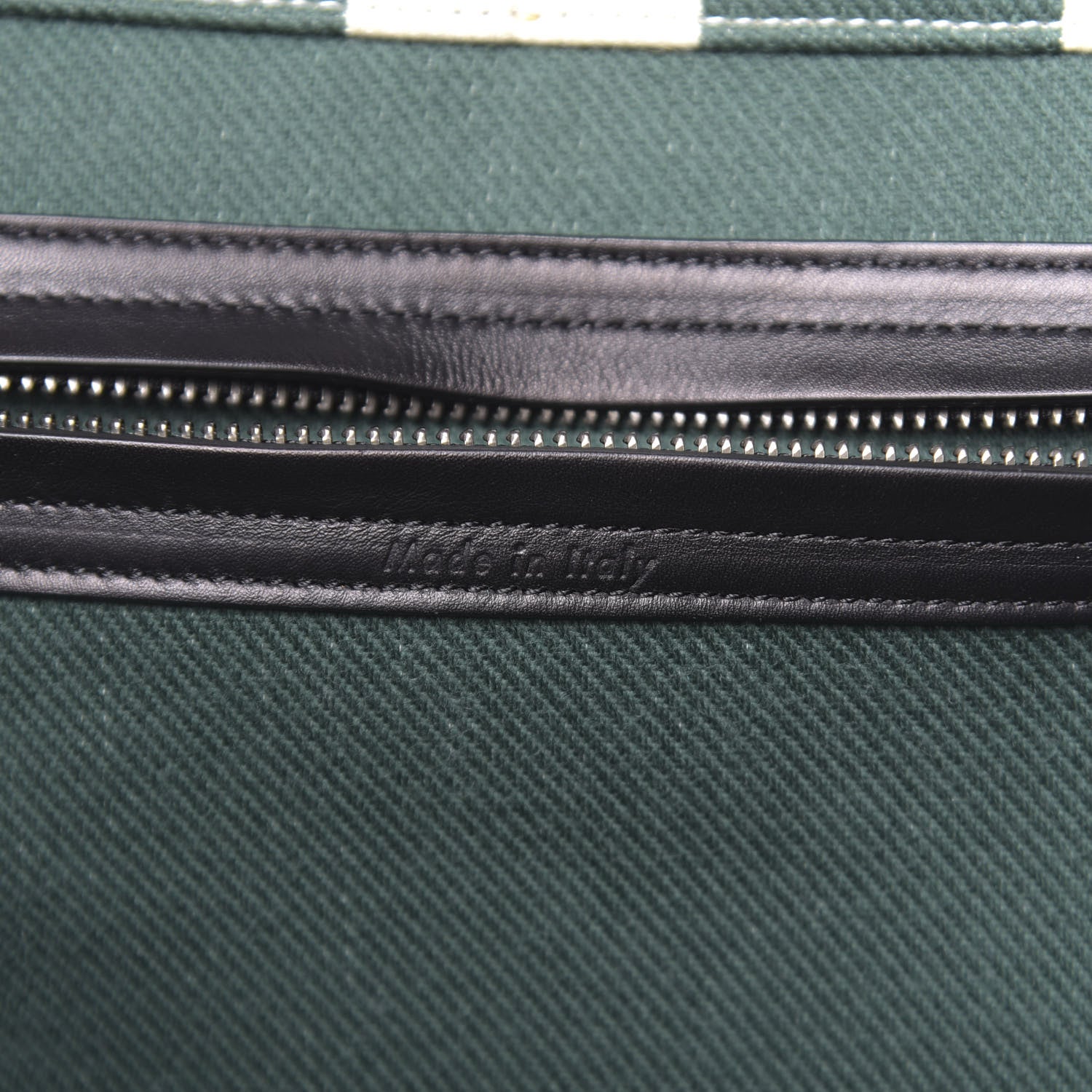 Celine Cotton Canvas Striped Medium Phantom Luggage White Green 6 of 12
