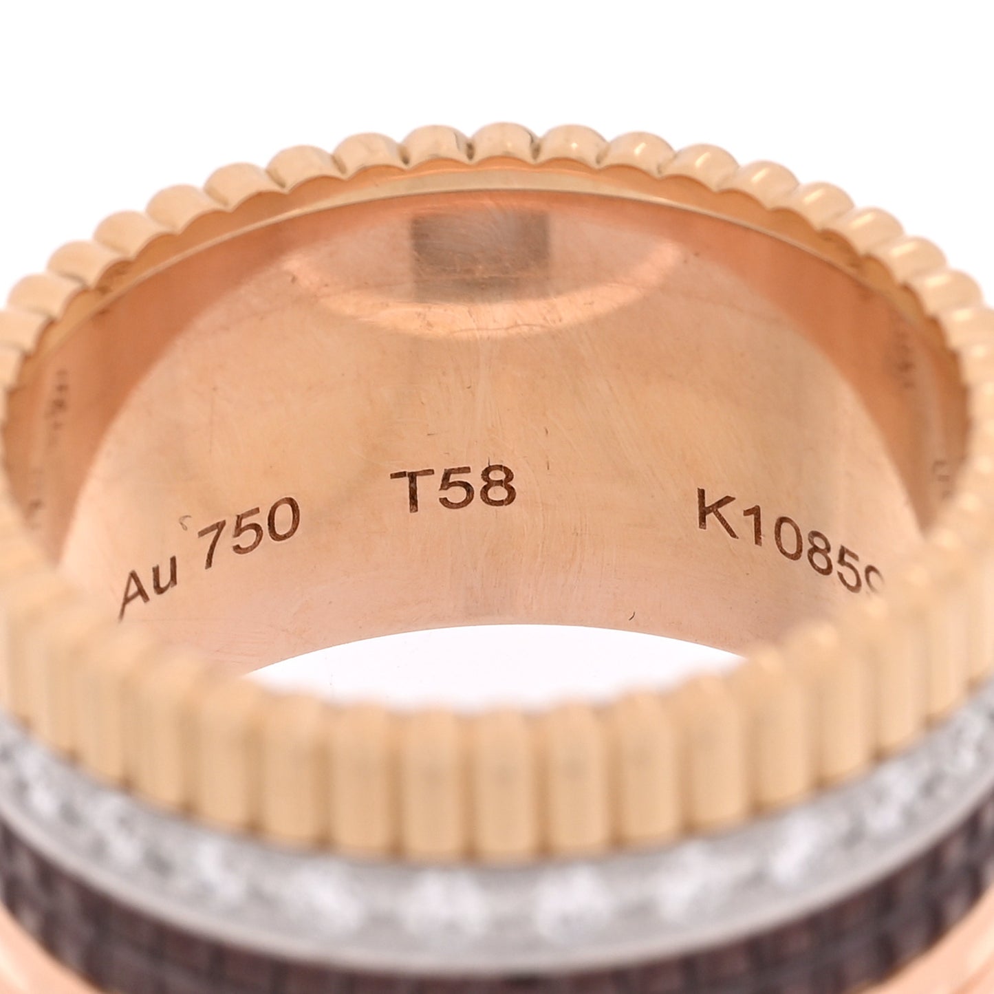 18K Pink Yellow White Gold Diamond PVD Large Quatre Classique Ring 58 8.25