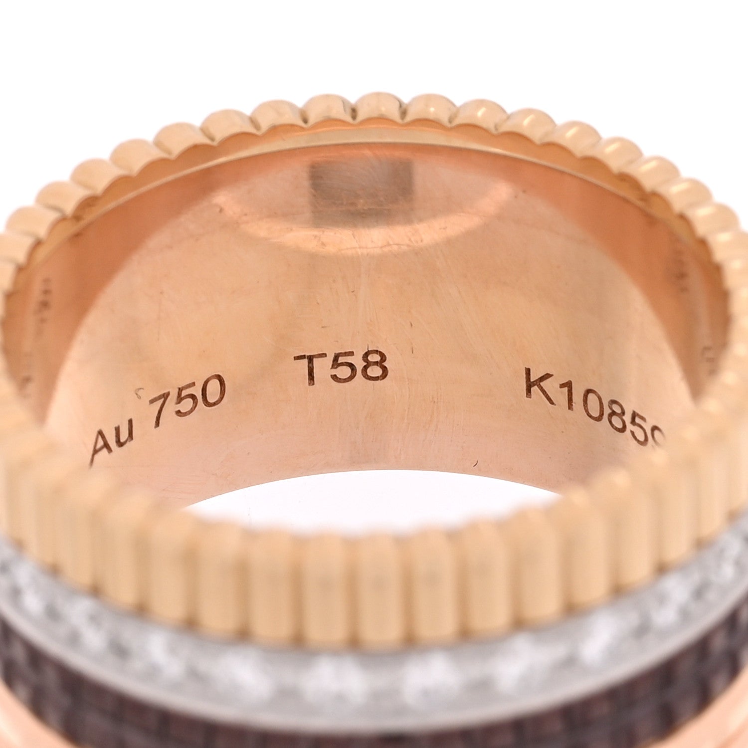 Boucheron 18K Pink Yellow White Gold Diamond PVD Large Quatre Classique Ring 58 8.25 4 of 5