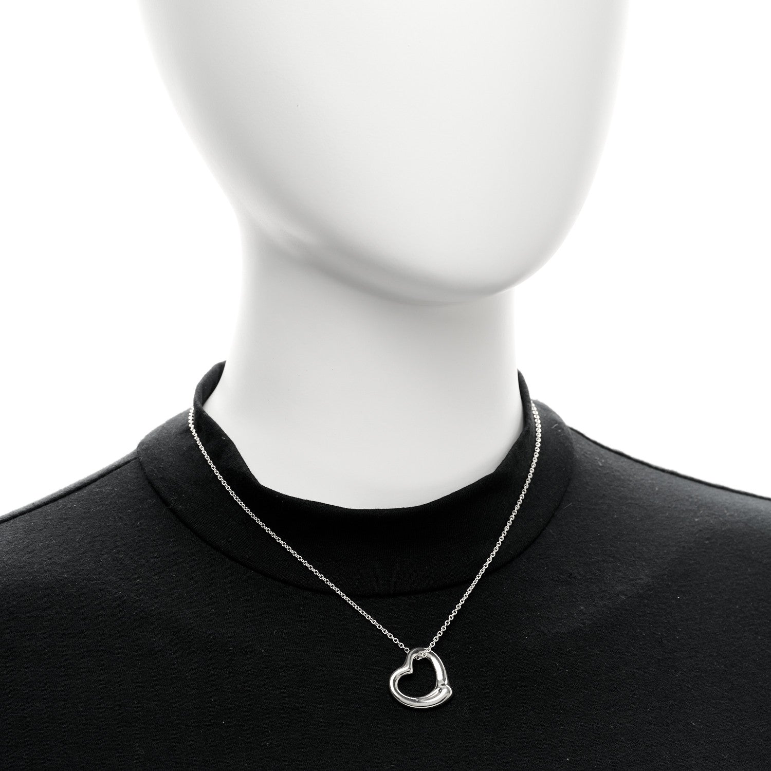 Tiffany Sterling Silver 22mm Elsa Peretti Open Heart Pendant Necklace 2 of 5