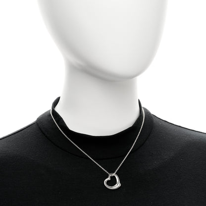 Tiffany Sterling Silver 22mm Elsa Peretti Open Heart Pendant Necklace 2 of 5