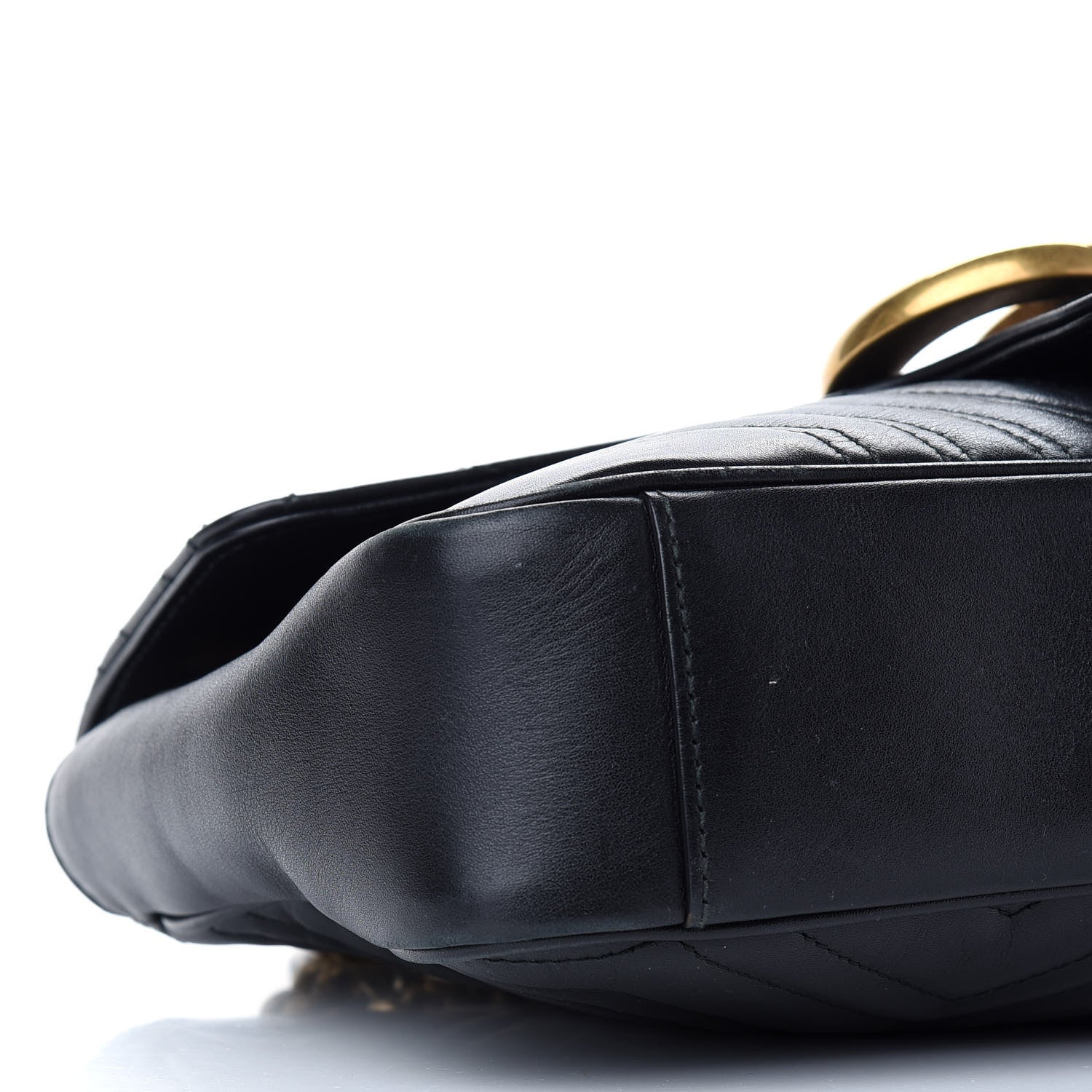 Gucci Calfskin Matelasse Medium GG Marmont Shoulder Bag Black 12 of 13
