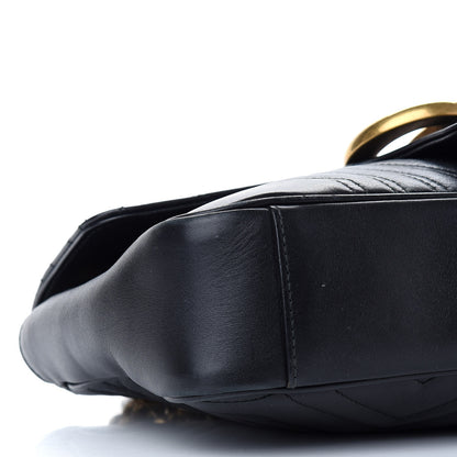 Gucci Calfskin Matelasse Medium GG Marmont Shoulder Bag Black 12 of 13