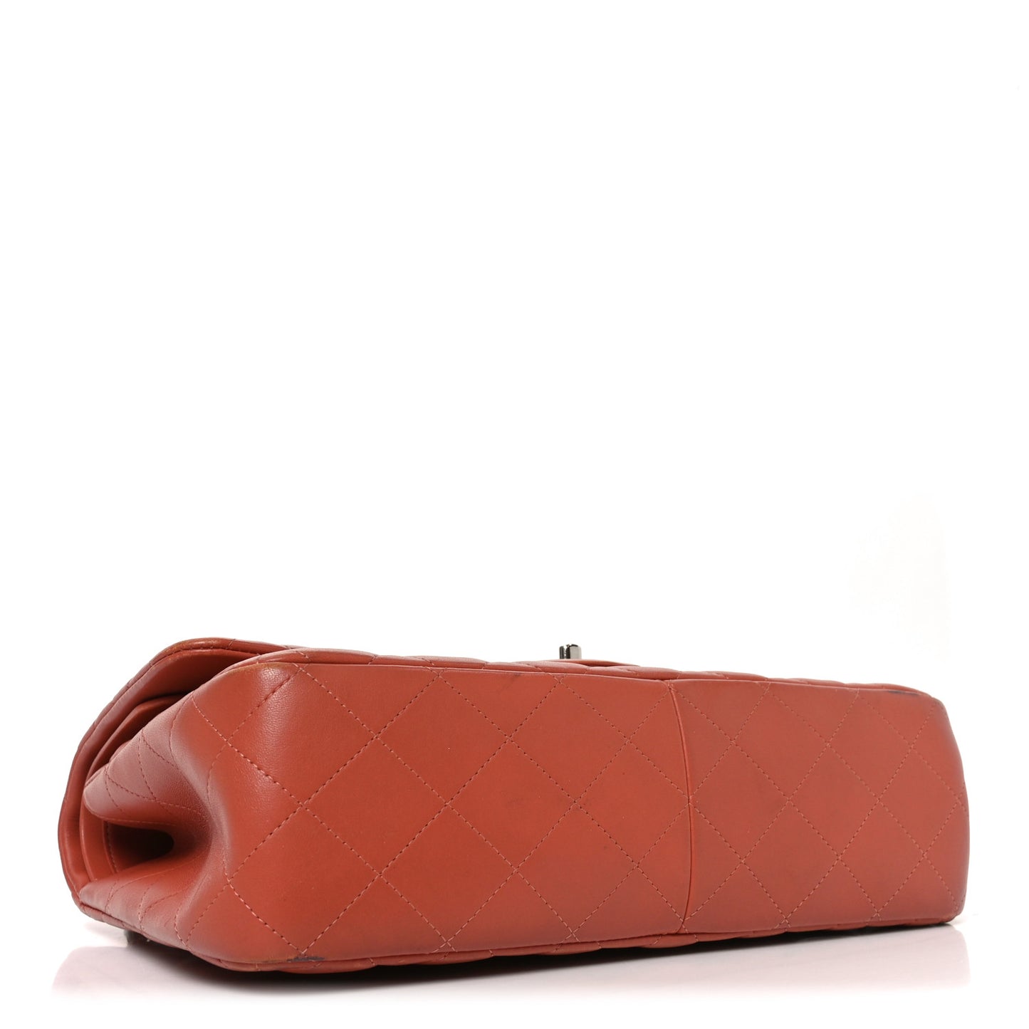 Lambskin Quilted Jumbo Double Flap Orange