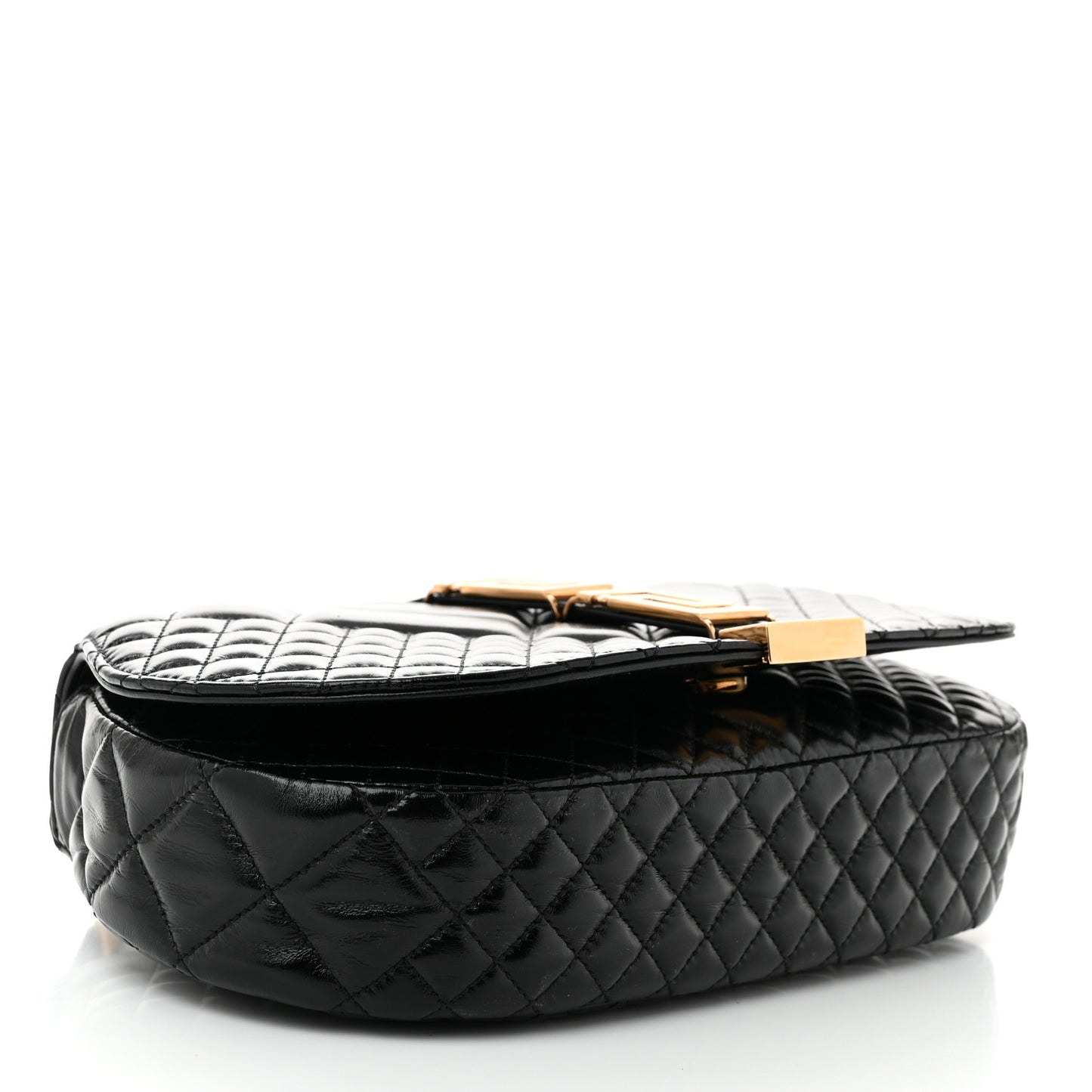 Calfskin Quilted Greca Goddess Shoulder Bag Black