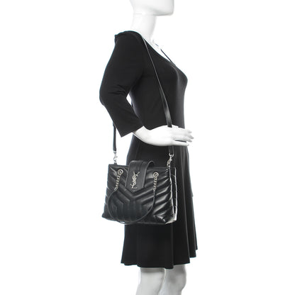 Saint Laurent Calfskin Y Quilted Monogram Small Loulou Shopper Black 2 of 9