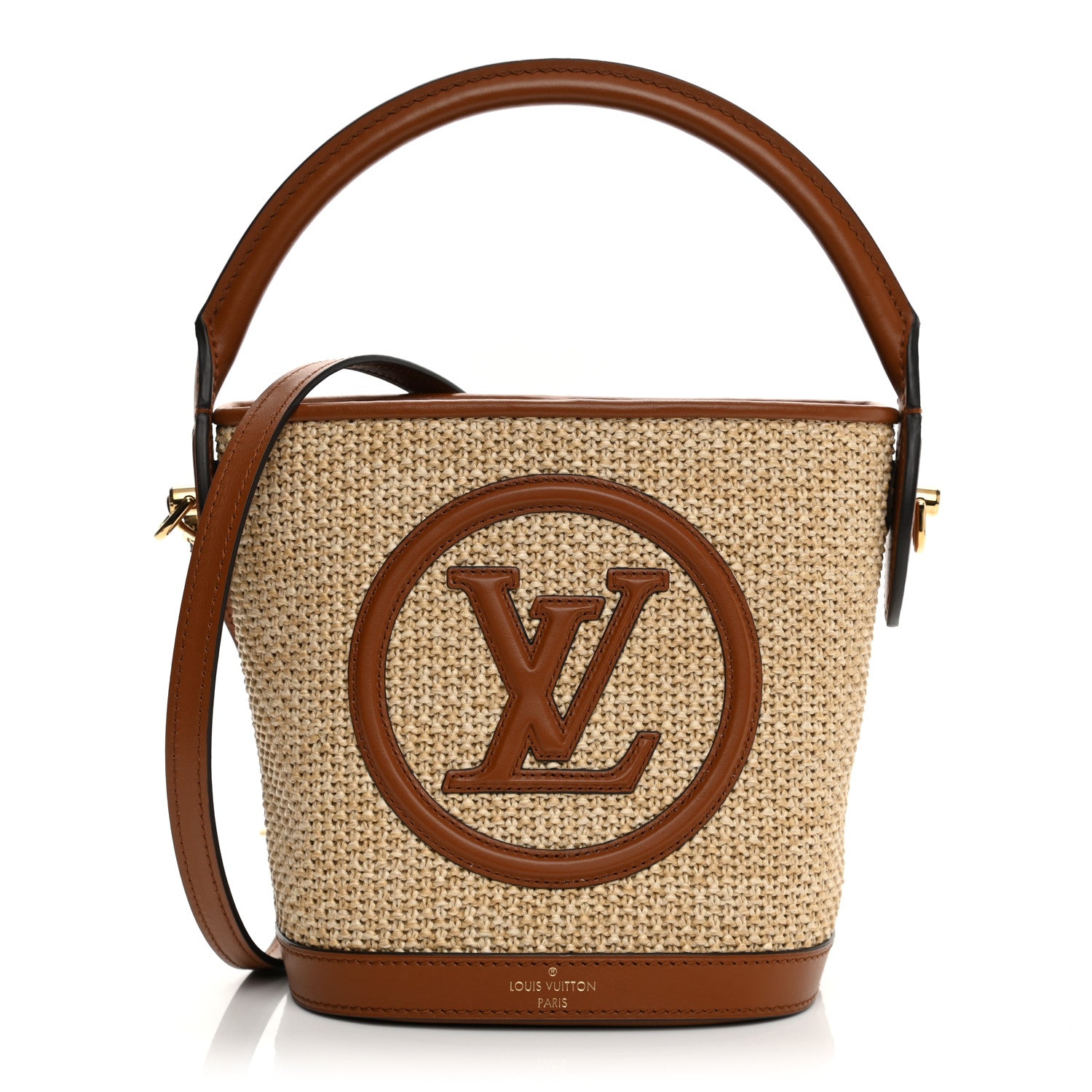 Louis Vuitton Kitted Raffia Petit Bucket Caramel 1 of 10