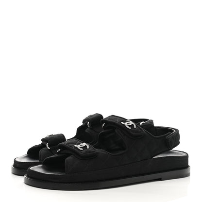 Chanel Mixed Fibers Velcro Dad Sandals 40.5 Black 3 of 9