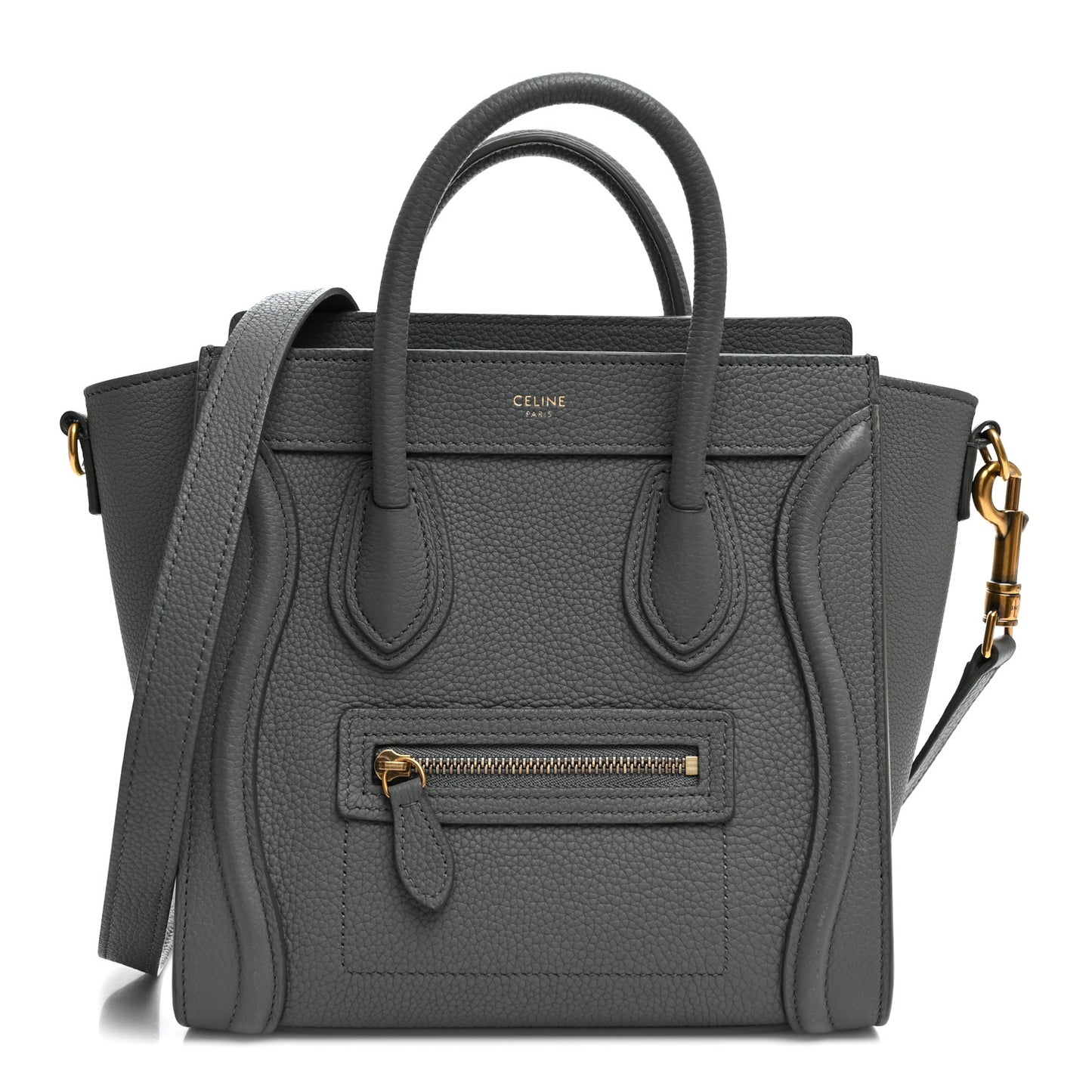 Baby Drummed Calfskin Nano Luggage Kohl