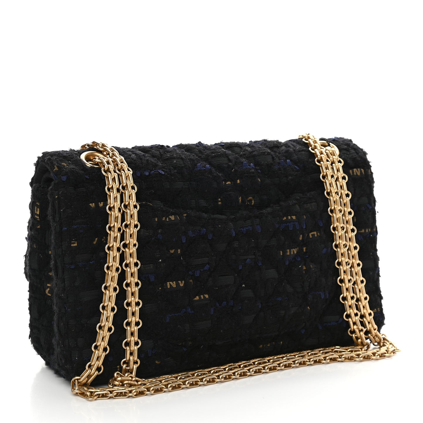 Tweed Quilted 2.55 Reissue 225 Flap Black Gold Navy
