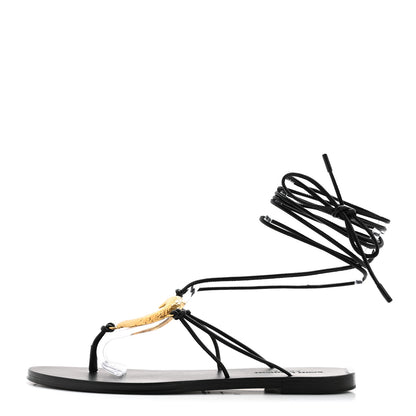 Saint Laurent Calfskin Can Flat Sandals 39 Black 1 of 9