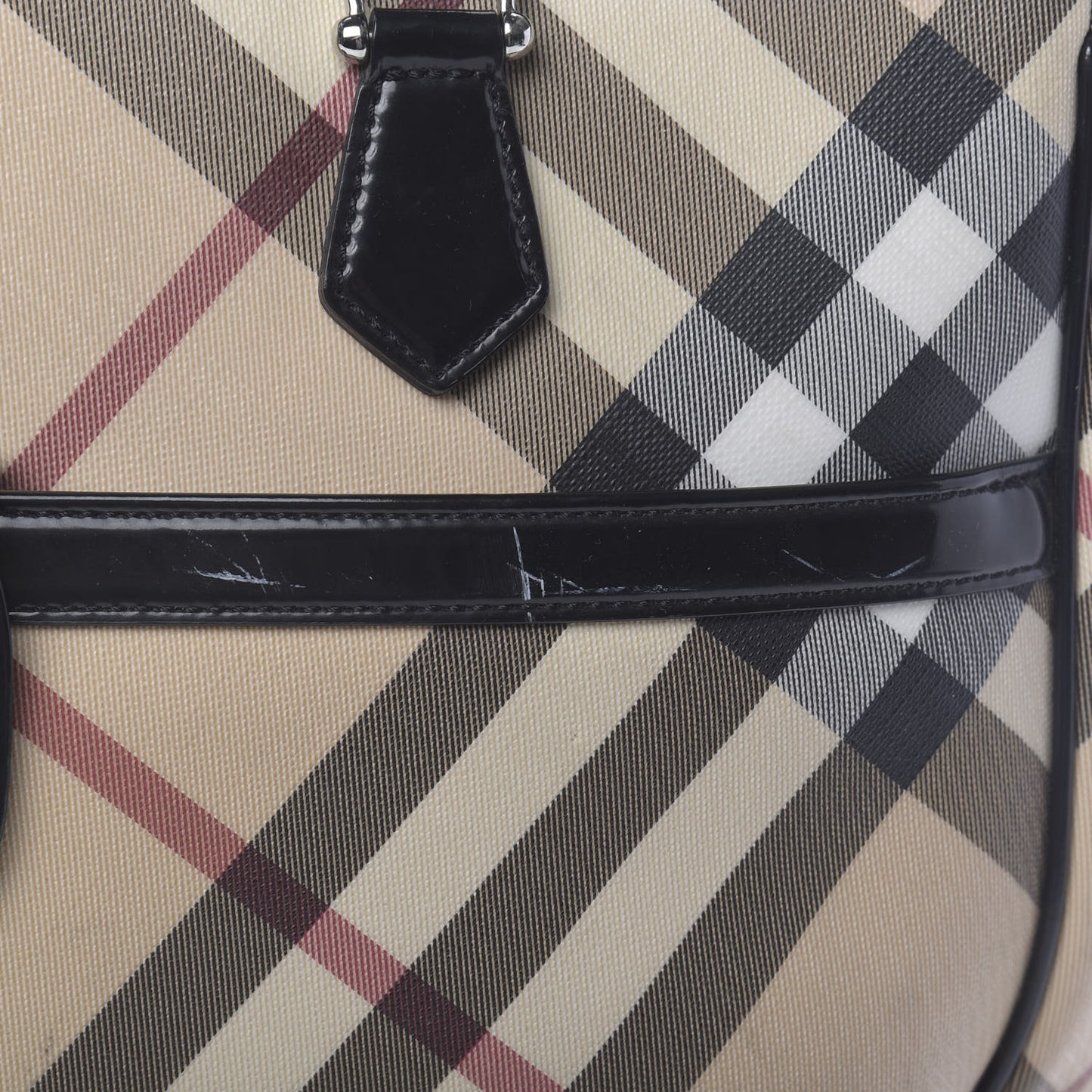 Patent Trim Nova Check Tote Black