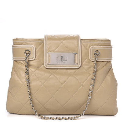 Chanel Lambskin Quilted Mademoiselle Accordion Tote Beige 1 of 13
