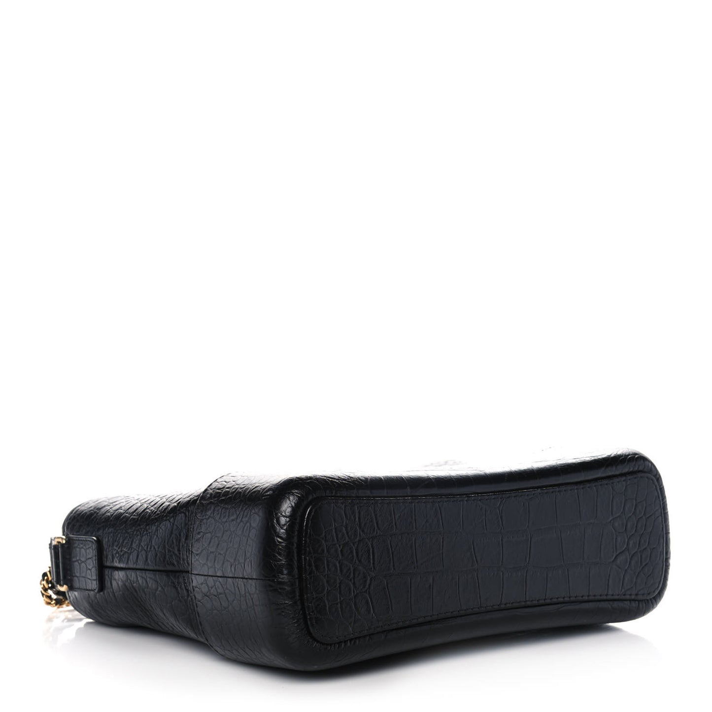 Crocodile Embossed Calfskin Medium Gabrielle Cocodile Hobo Black