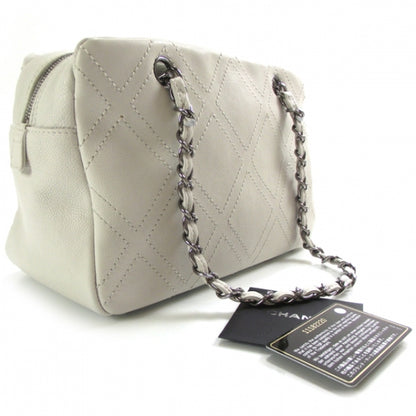 Chanel Caviar Small Diamond Stitch Tote White 3 of 12