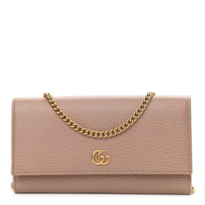 Gucci Dollar Calfskin Petite GG Marmont Wallet Chain Bag Porcelain Rose 1 of 12
