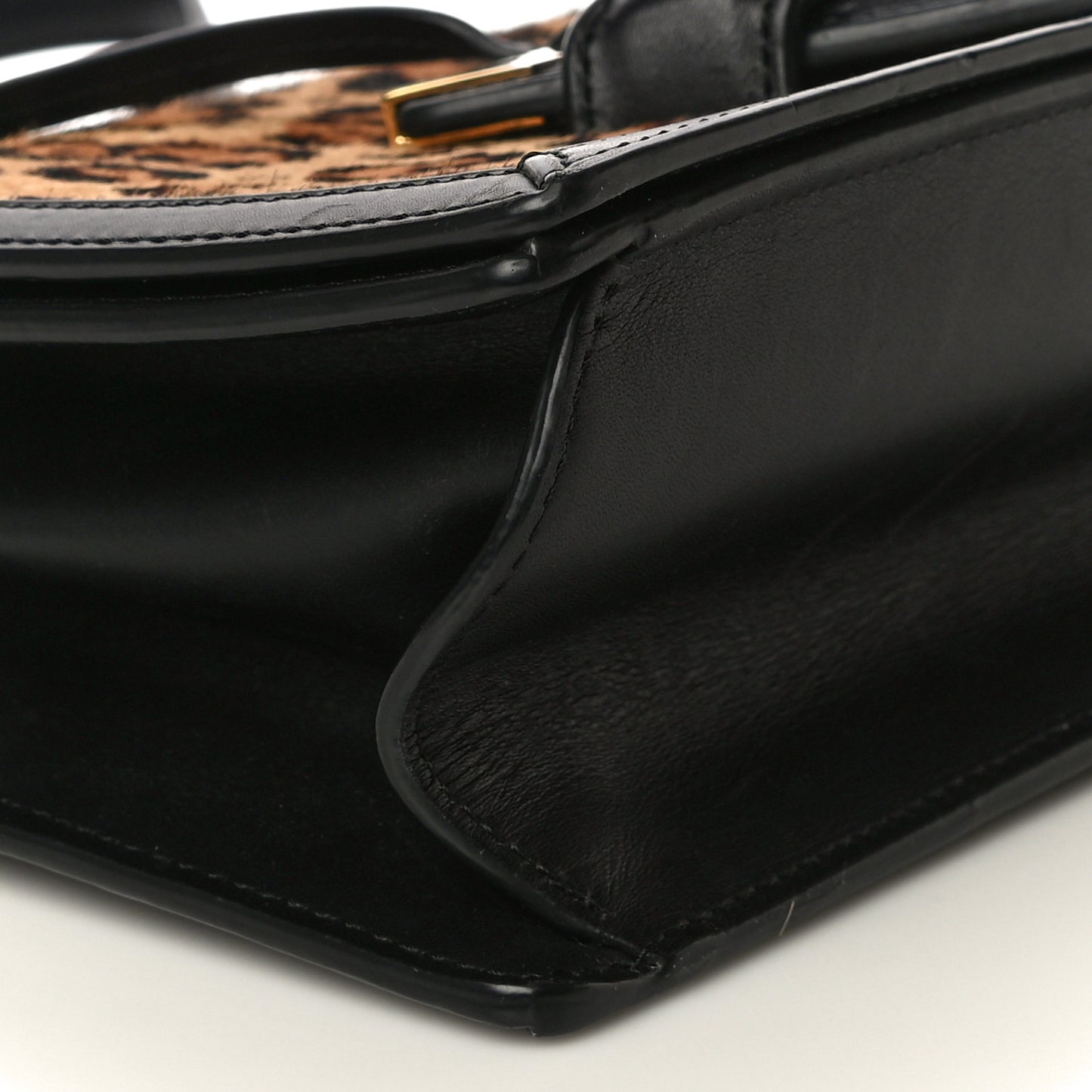 Calfskin Pony Hair Leopard Print Medium Barcelona Shoulder Bag Black