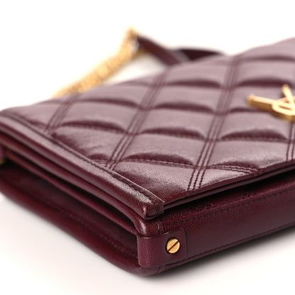 Saint Laurent Lambskin Diamond Quilted Angie Chain Bag Burgundy 8 of 9