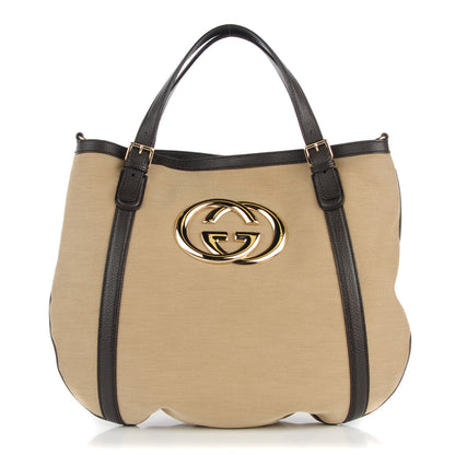 Gucci Canvas Britt Tote Dark Brown 1 of 7