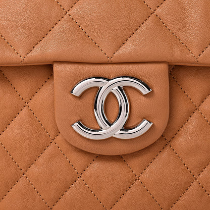 Chanel Washed Lambskin Chain Around Maxi Flap Bag Dark Beige 10 of 10