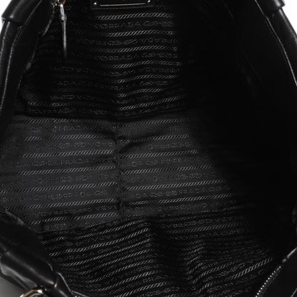 Prada Soft Calf Pleated Hobo Nero Black 6 of 9
