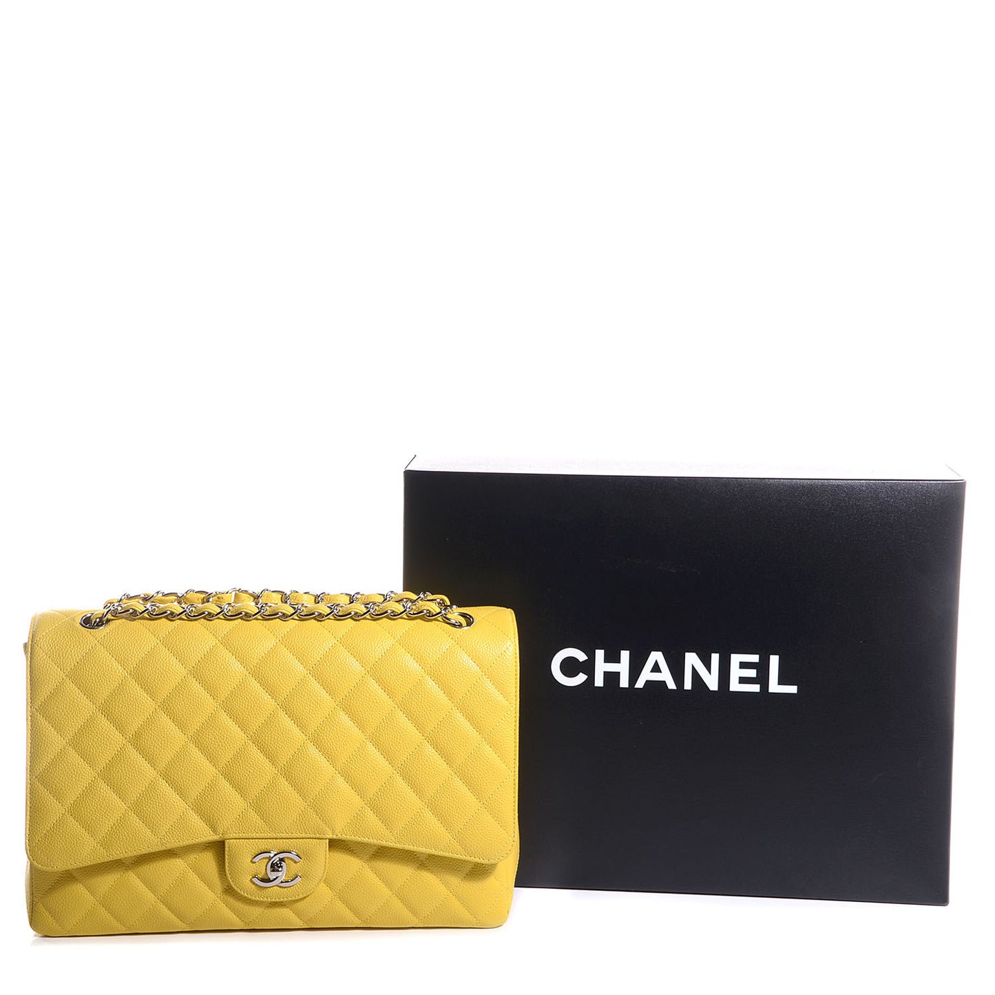 Caviar Maxi Single Flap Yellow