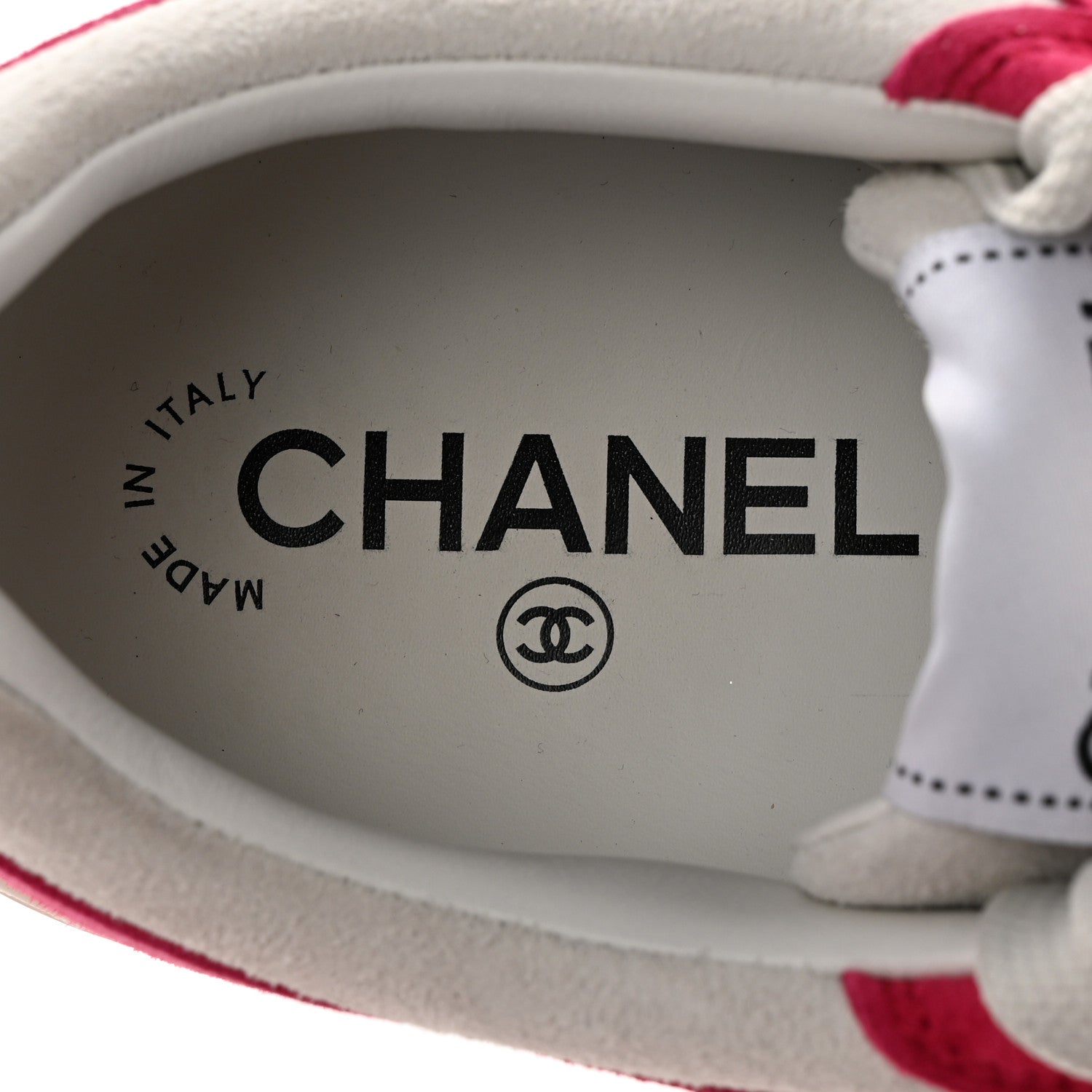 Chanel Suede Kidskin Womens CC Sneakers 40.5 White Fuchsia 6 of 11