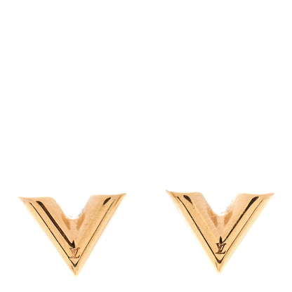 Louis Vuitton Brass Essential V Stud Earrings Gold 1 of 5