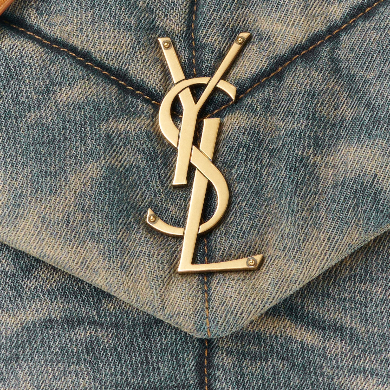 Saint Laurent Denim Quilted Medium Loulou Puffer Monogram Chain Satchel Blue Cinnamon 8 of 10