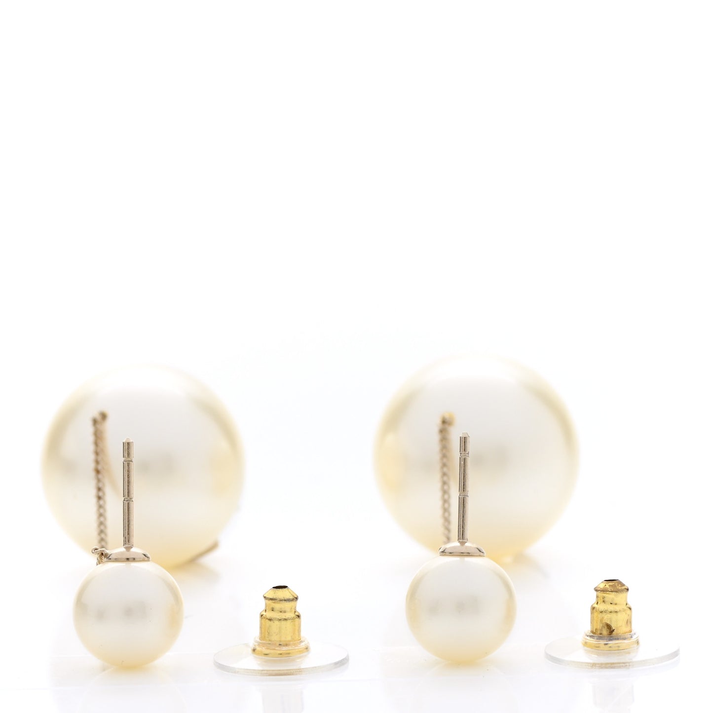 Pearl CC Chain Drop Earrings Gold