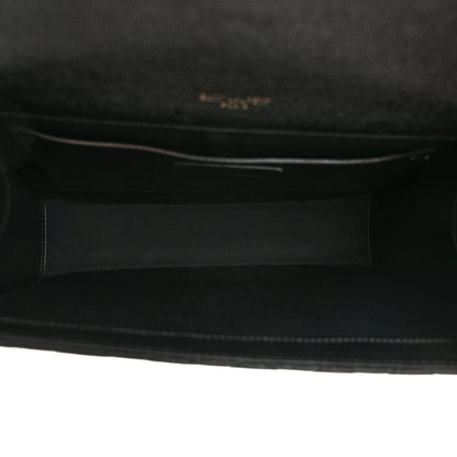 Saint Laurent Grain De Poudre Textured Mixed Matelasse Triquilt Medium Monogram Monochrome Satchel Black 5 of 11