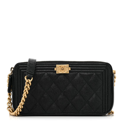 Chanel Caviar Quilted Small Boy Clutch With Chain Black 1 of 9
