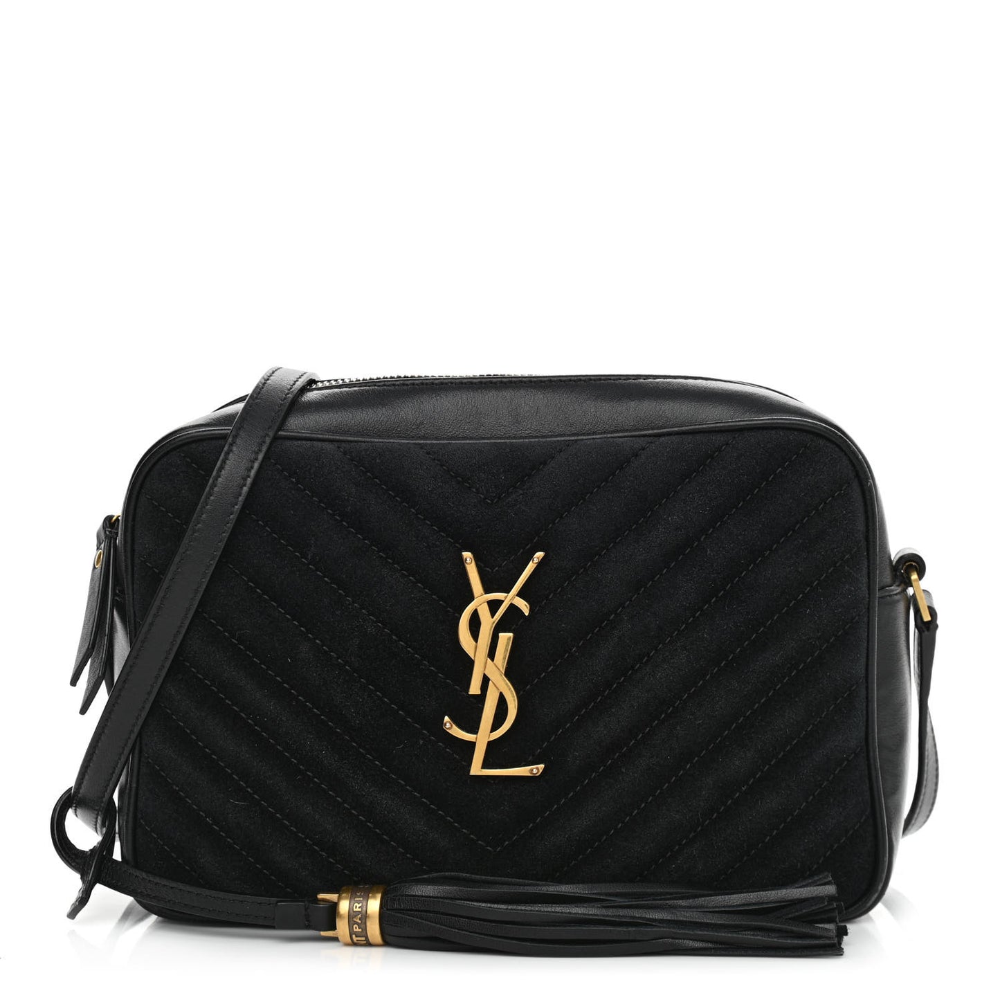 Suede Calfskin Monogram Lou Camera Bag Black