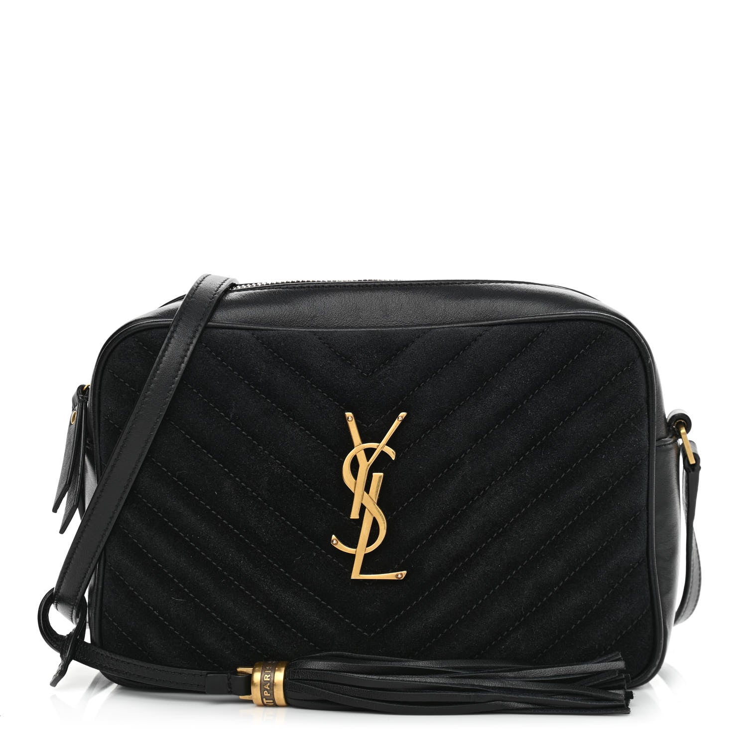 Saint Laurent Suede Calfskin Monogram Lou Camera Bag Black 1 of 12