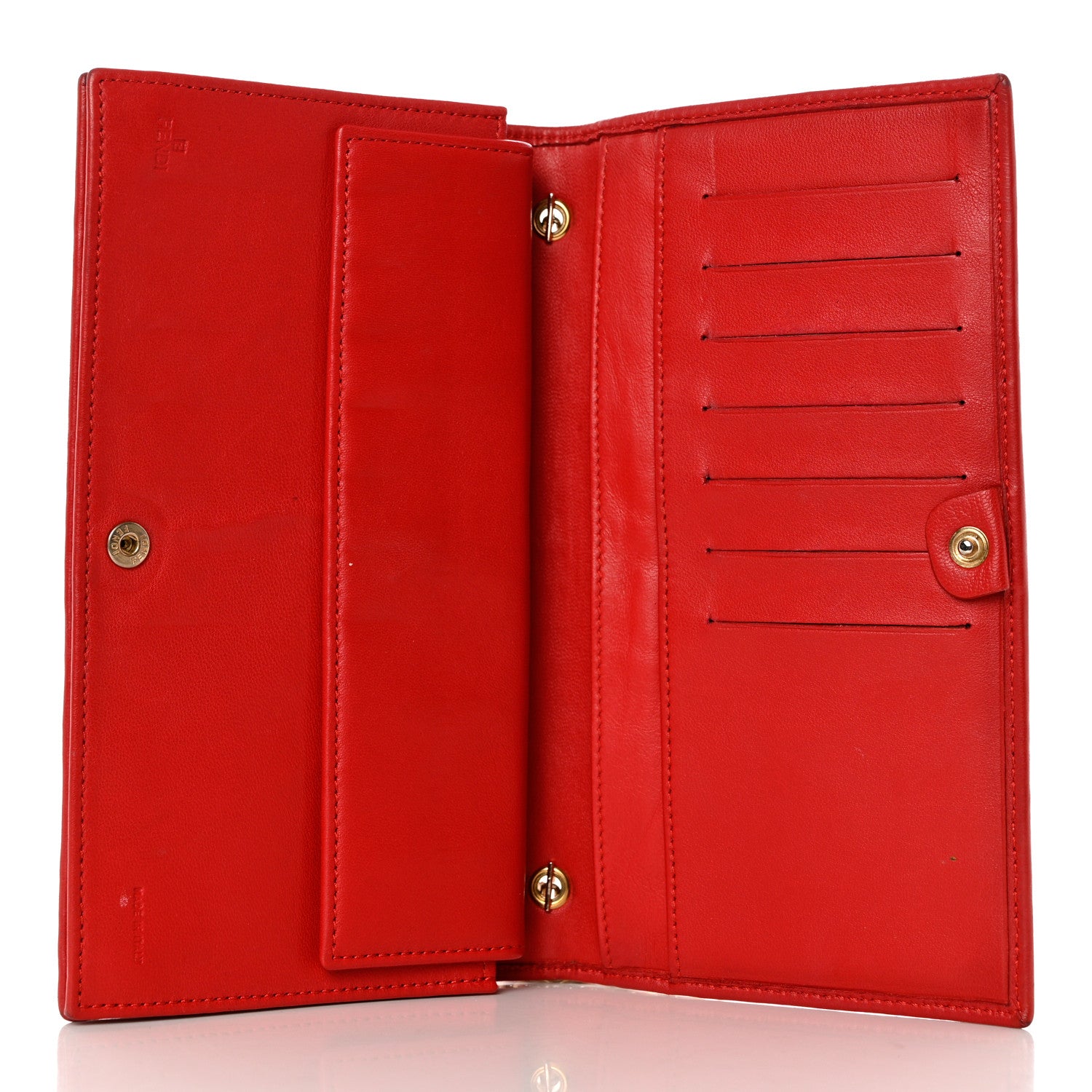 Fendi Nappa Logo Embossed Long Wallet on Chain Rosso 6 of 14