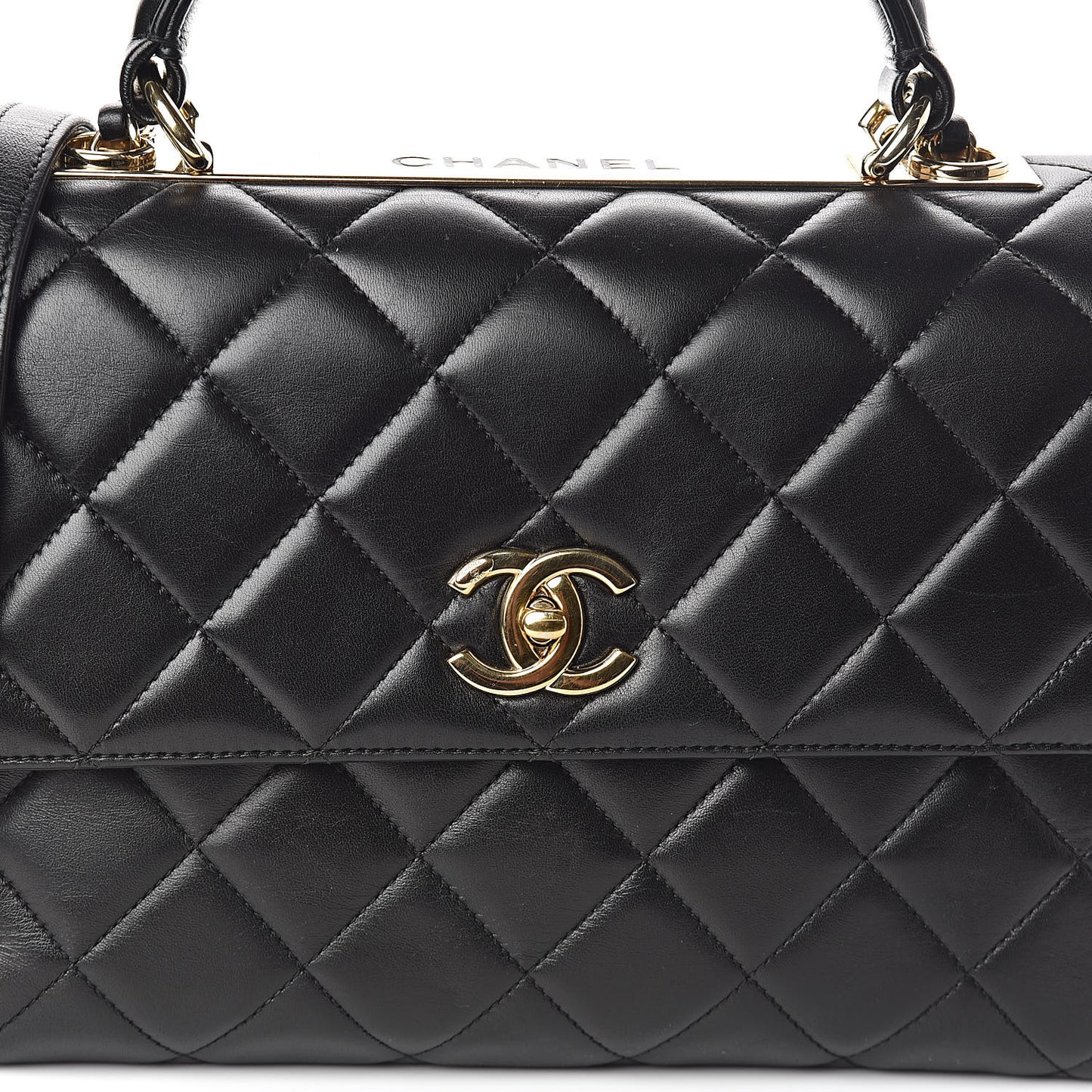 Lambskin Quilted Medium Trendy CC Flap Dual Handle Bag Black