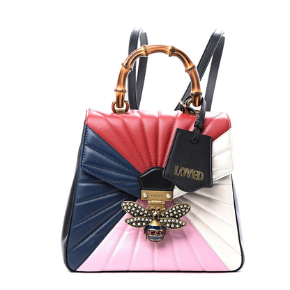 Gucci Calfskin Bamboo Trapuntata Queen Margaret Backpack Blue Agata Hibiscus Red Mystic White Sugar Pink 1 of 12
