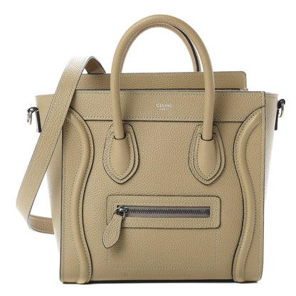 Celine Drummed Calfskin Nano Luggage Dune 1 of 12