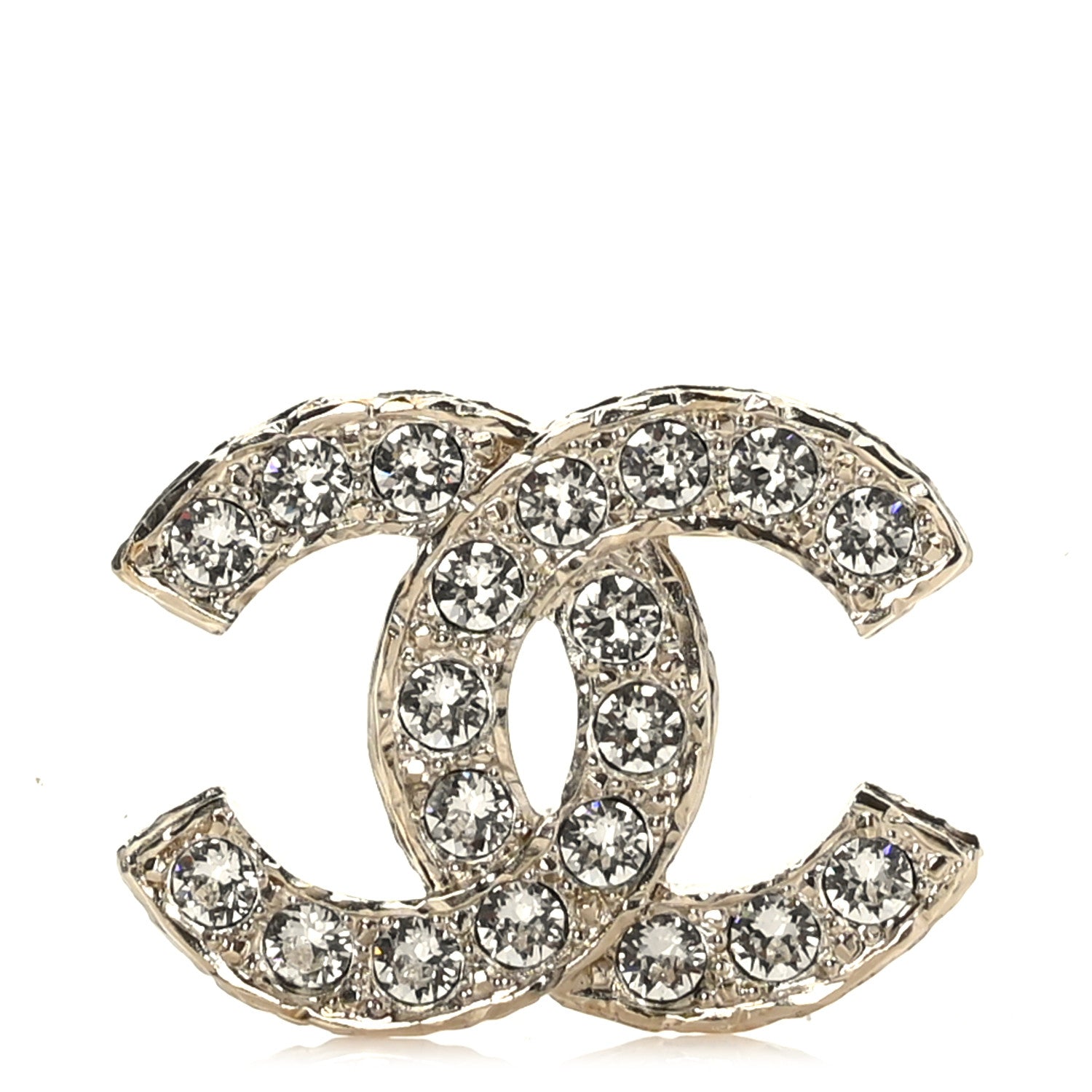 Chanel Crystal Textured CC Brooch Light Gold 1 of 3