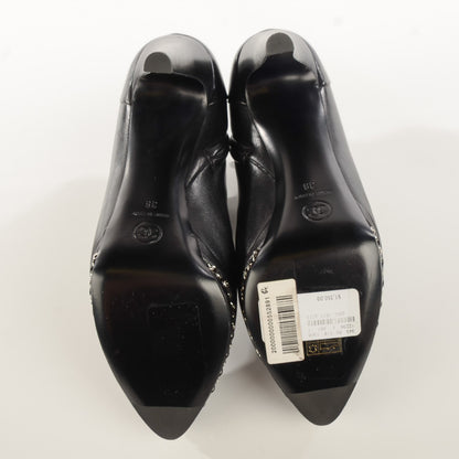 Chanel Lambskin Platform Chain Ankle Boots 38 Black 5 of 8