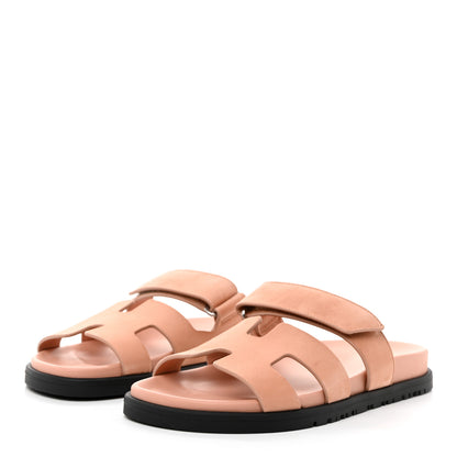 Hermes Suede Goatskin Womens Chypre Sandals 36.5 Nude 3 of 11