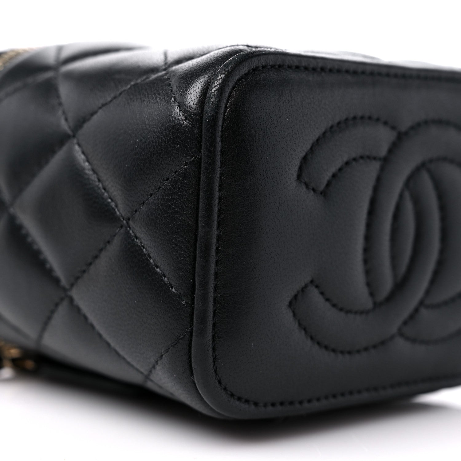 Chanel Lambskin Quilted Metal Mini Top Handle Vanity Case With Chain Black 9 of 11