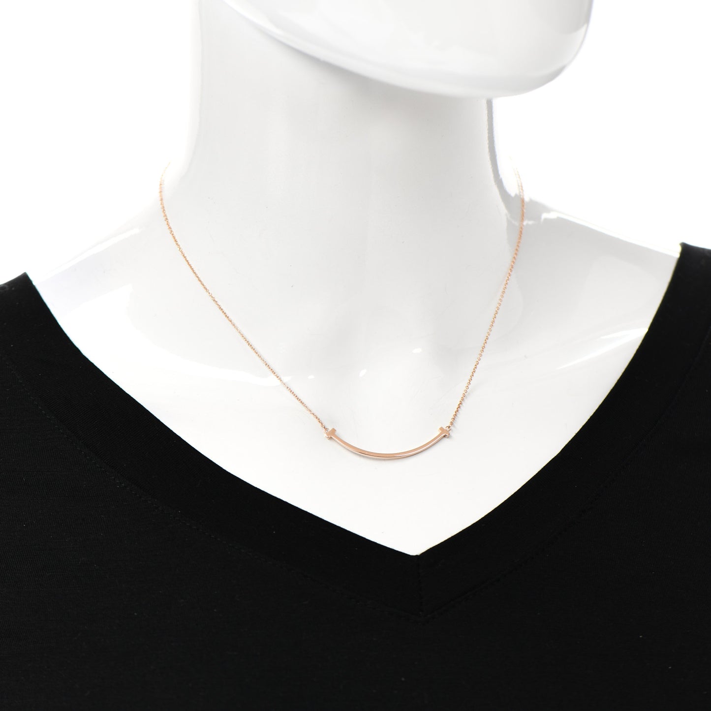 18K Rose Gold Small T Smile Pendant Necklace