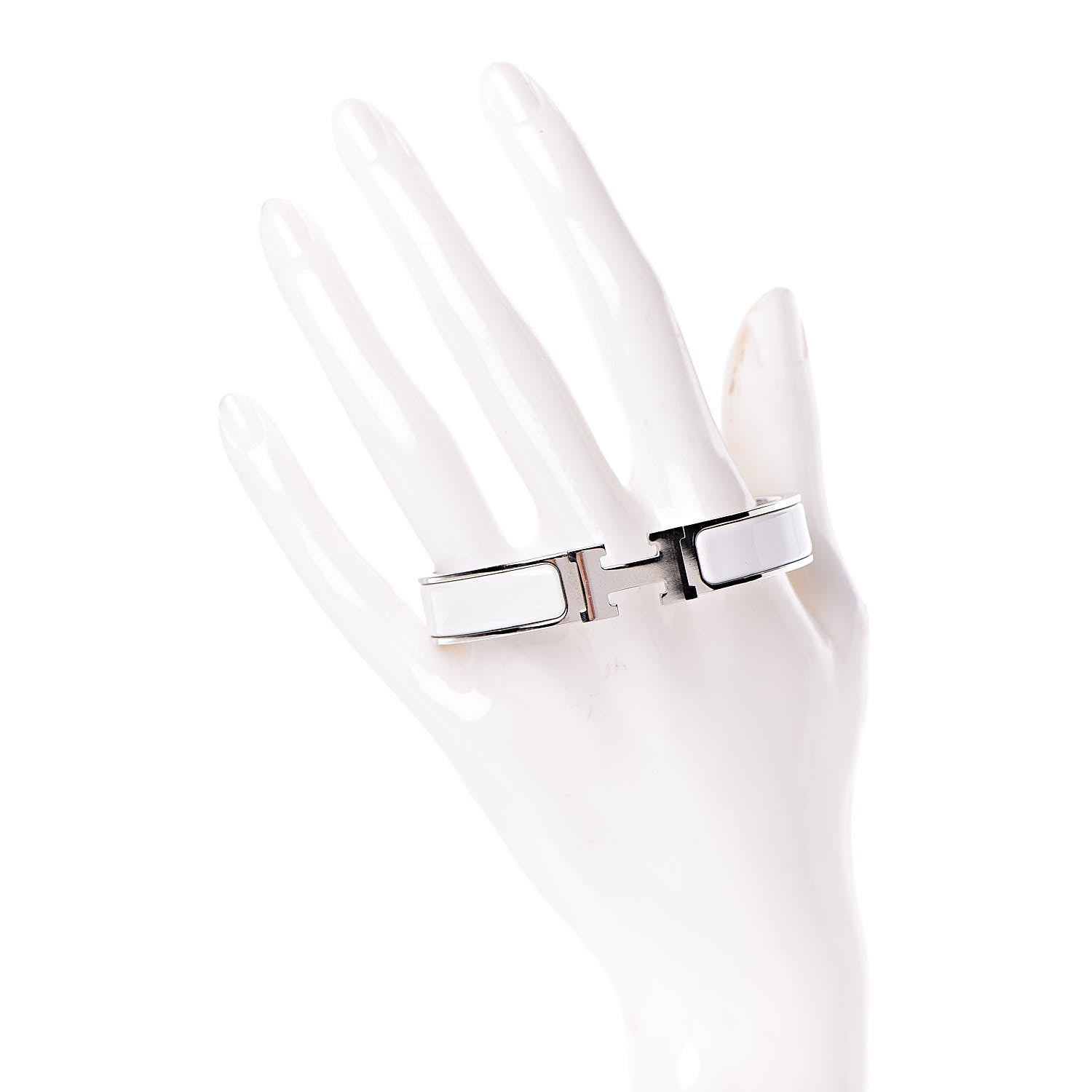 Hermes Enamel Narrow Clic Clac H Bracelet GM White 2 of 4