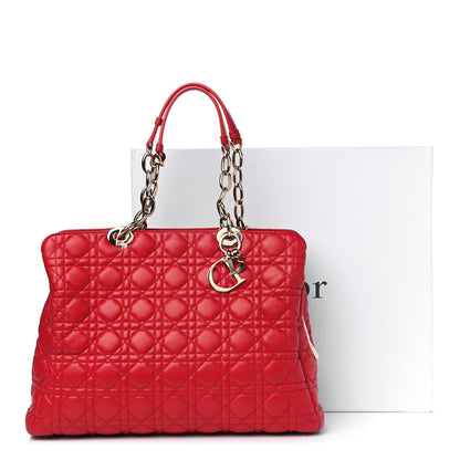 Christian Dior Lambskin Cannage Large Dior Soft Shopping Tote Red 13 of 14