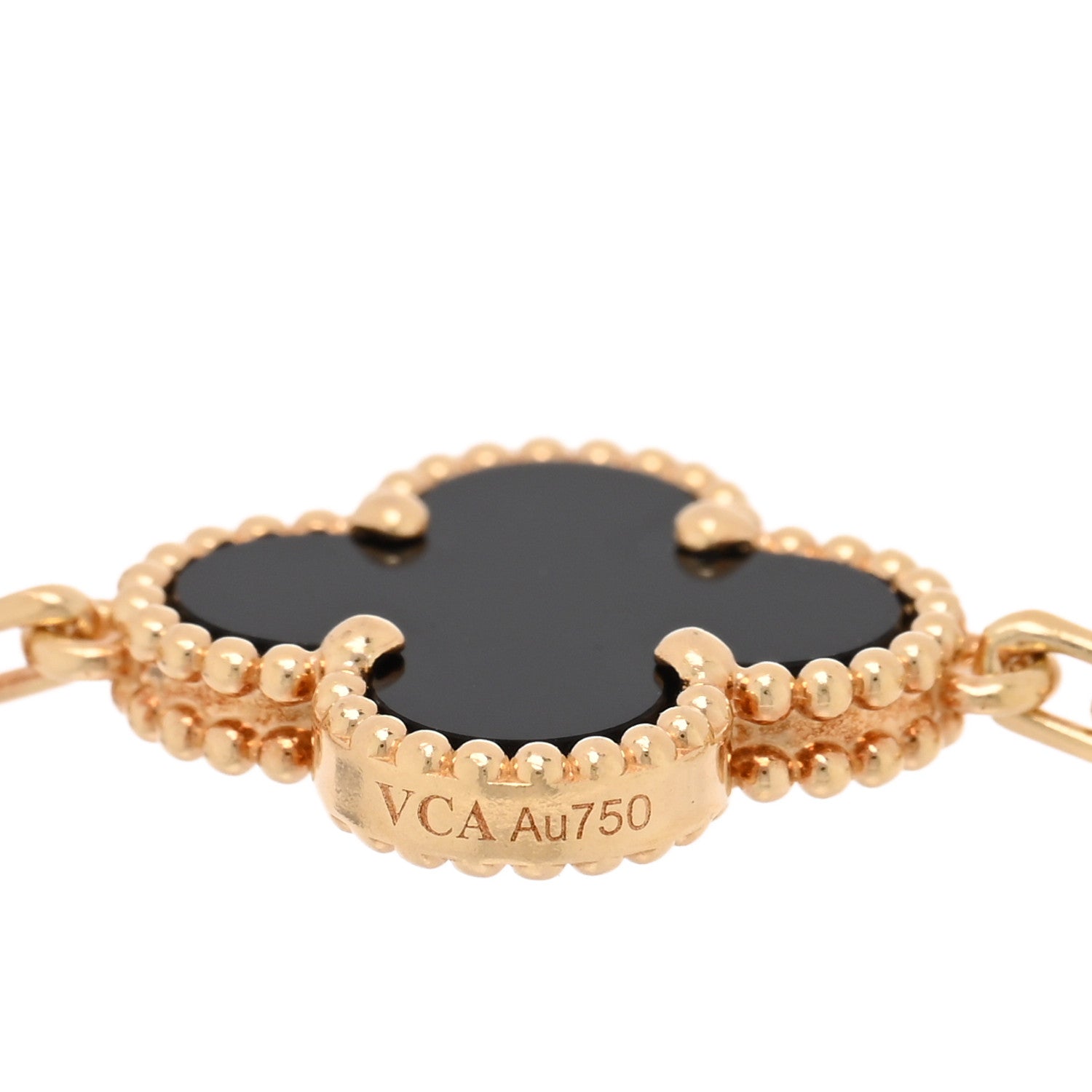 Van Cleef & Arpels 18K Yellow Gold Black Onyx 5 Motifs Vintage Alhambra Bracelet 3 of 4